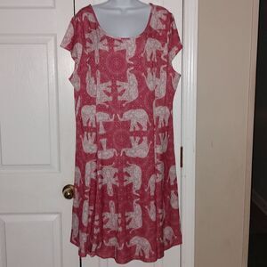 Lily by Firmiana Elephant Batik Print Fit and Flare Dress NWOT